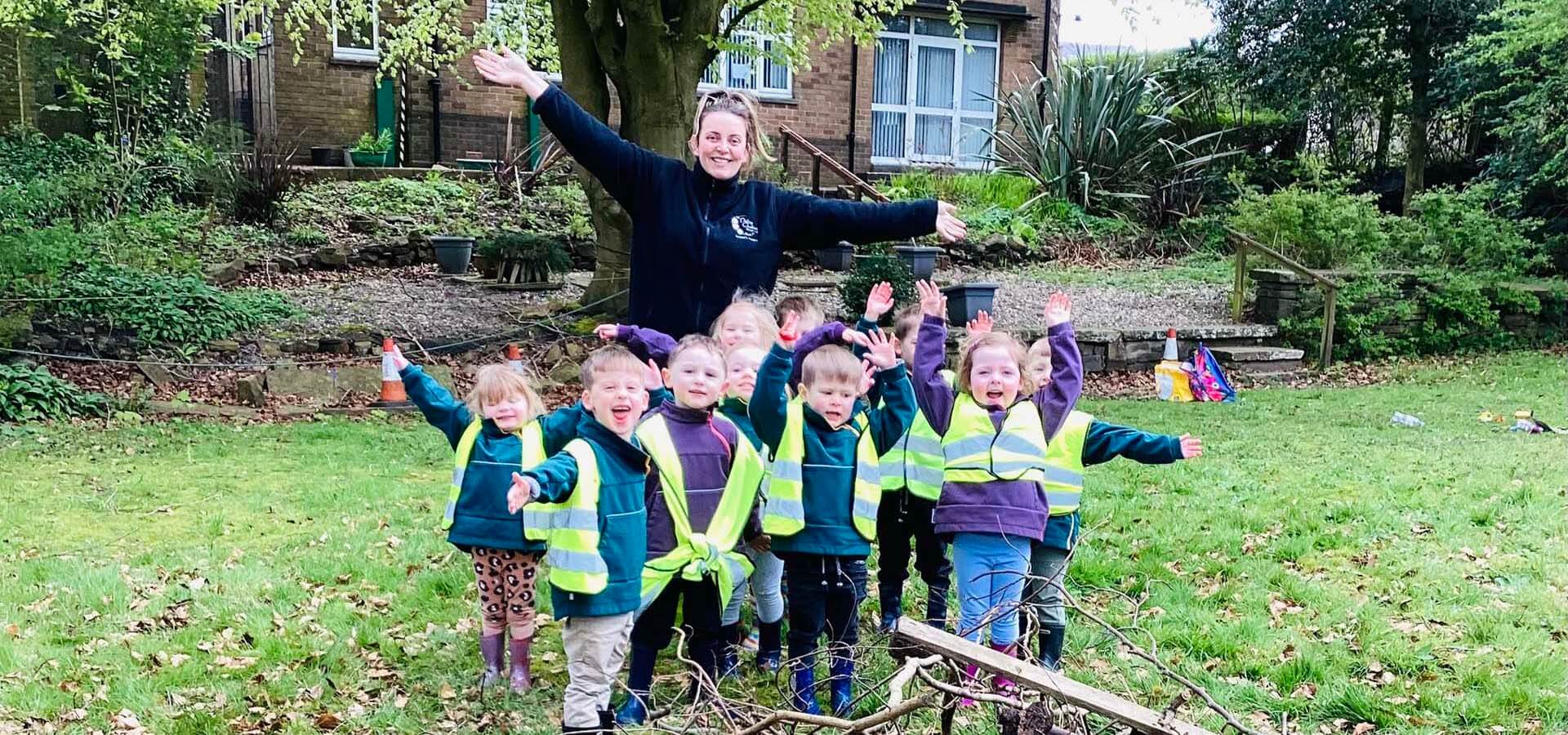 children and teach playing outside